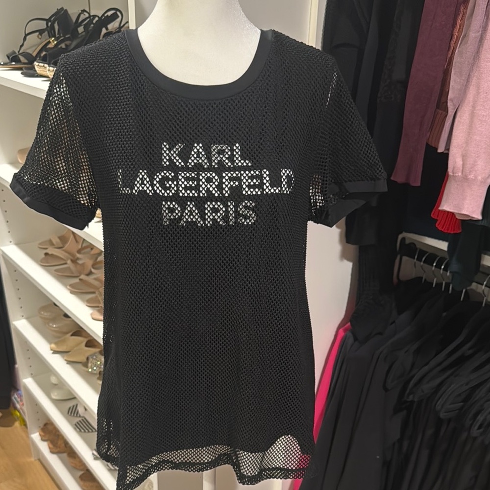 Karl Lagerfeld Black Mesh Top